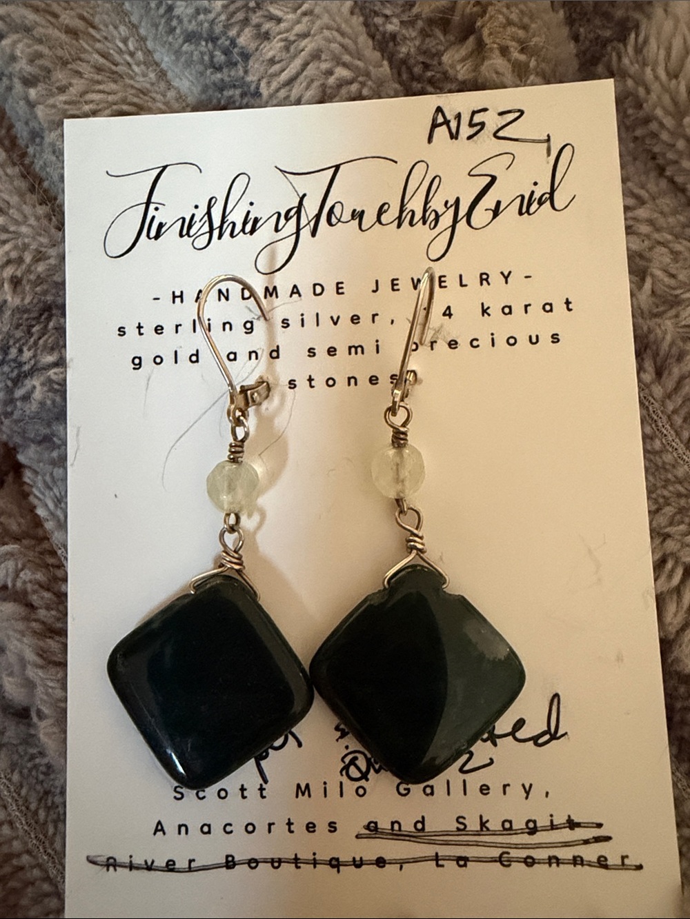Dark Green Jasper Drop Earrings